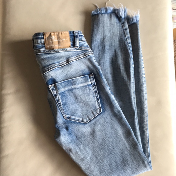 ONE TEASPOON DENIM “YARD BIRDS” SKINNY JEANS HIDDEN BUTTON FLY RAW HEM - Picture 13 of 15